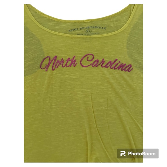 Adin Sportswear Women’s North Carolina Yellow Sheer High-Low Tank Top, Size XL - Picture 2 of 5